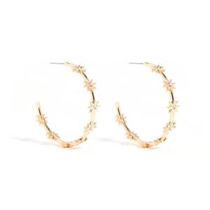 NWT BaubleBar Gold Crystal Celestial Star Hoop Earrings